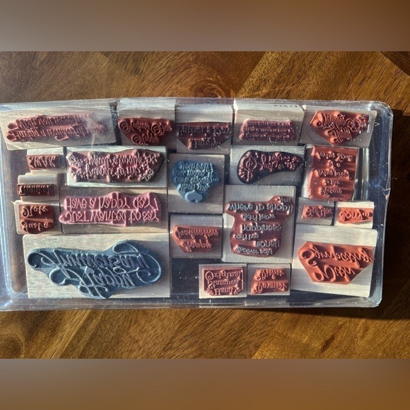 WOODEN RUBBER STAMP SAYINGS Set of 21 - Picture 2 of 5